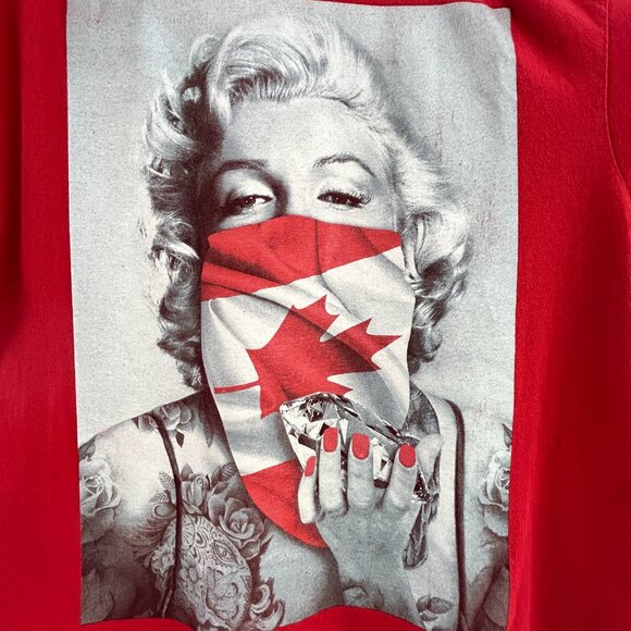 Popular Poison Marilyn Monroe Canada Flag Graphic Tee Red Men’s Large - Picture 4 of 7